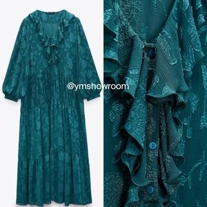 Zara Teal Ruffled Dress